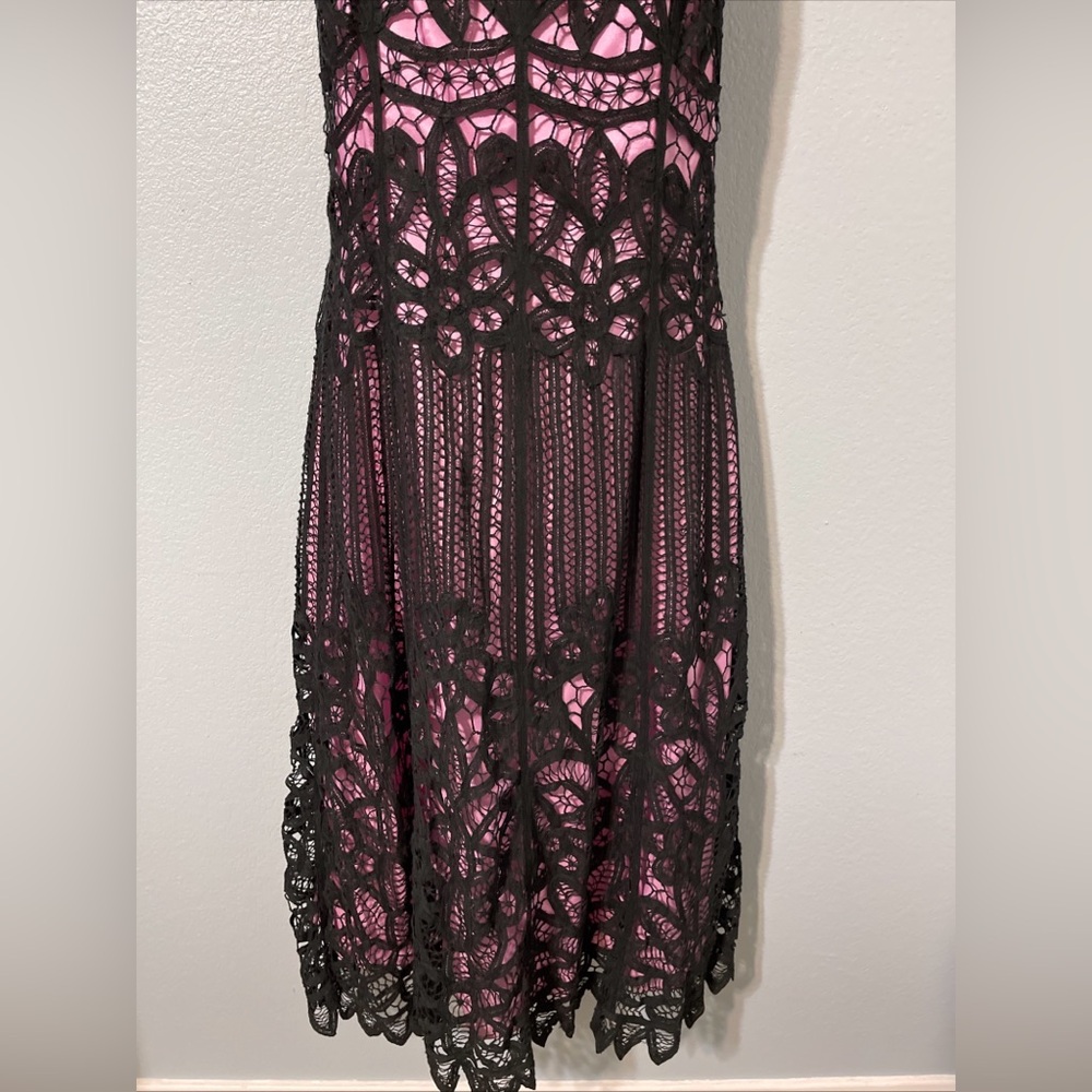 Vtg Betsey Johnson Lace Overlay Dress Pink Black Goth Y2k Dark Fairy Glam Size 8 - Picture 3 of 12